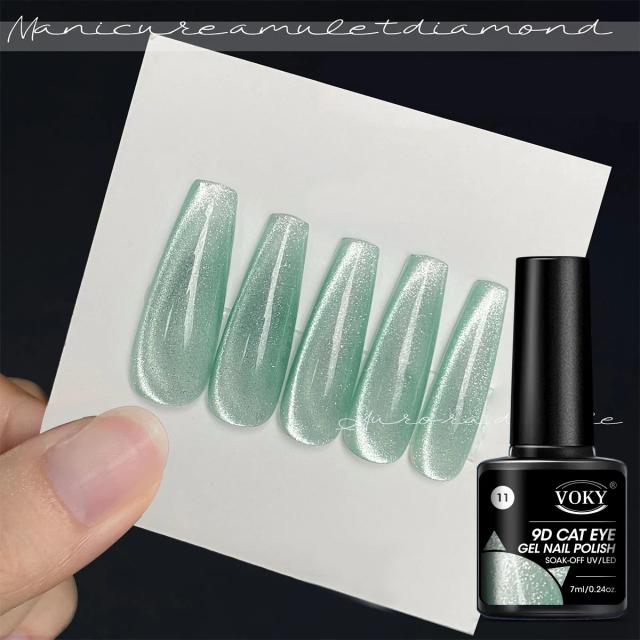 Gel de Olho de Gato Esmalte Brilhante 7ml com Pedra de Cristal e LED UV - Semi-Permanente para Presentes DIY