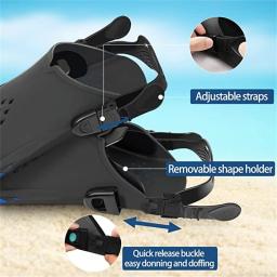 Barbatanas de natação barbatanas snorkel snorkeling engrenagem flippers viagens tamanho malha saco alças extra calcanhar aberto ajustável volta natação mergulho - Image 2