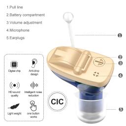 Mini CIC Personal Inner Ear Device, Aparelho Auditivo Premium Adulto, Inclui Esquerda e Direita, TV e Chamadas, Estojo Portátil - Image 5