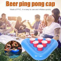 Suporte inflável do copo do triângulo para adultos e crianças, Copa de bebidas flutuante, Ferrule Tool Ring Toss Game, Piscina engraçada, Beer Pong - Image 1