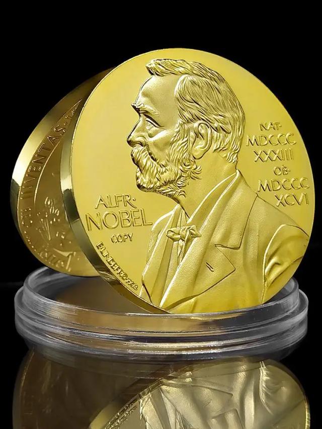 Prêmio Nobel: Medalha de Ouro em Homenagem a Cientistas e Inventores com Retrato Artesanal Comemorativo