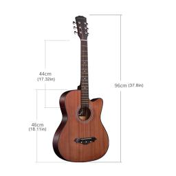 Guitarra Acústica com Kit Inicial e Gig Bag, Instrumento Musical de 6 Cordas de Madeira, Acessórios para Iniciantes e Adultos, Crianças, 38" - Image 6