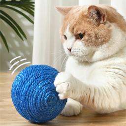 Sisal Ball Teaser para Pet, Mastigação, Scratch Toy para Gatinho, Limpeza Interativa dos Dentes, Anti Mordida, Bola de Gato, Pet Supplies, 8cm - Image 2
