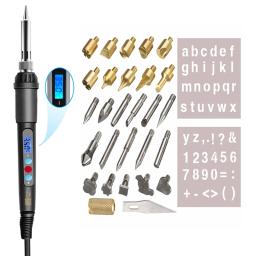 Display Digital Kit Máquina Queima De Madeira, Ferros De Solda, Ferramentas De Artesanato, Conjunto De Caneta De Pirografia, Display LCD, Ficha UE, 60W, 110 V, 220V - Image 1