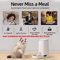 Rojoeco 4l alimentador automático para animais de estimação, dispensador inteligente de comida para gatos, controle remoto, botão wi-fi, alimentador automático para gatos, acessórios para cães - Image 2