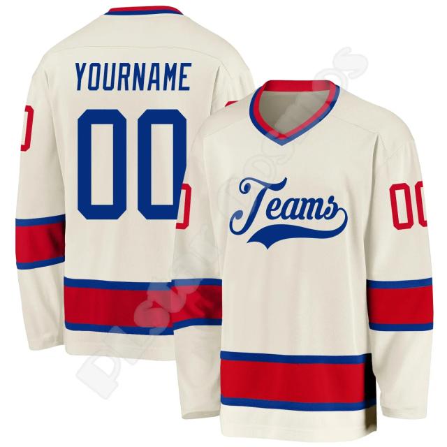 Jersey de Hóquei Personalizado com Nome e Logotipo da Equipe, Pulôver Colorido com Estampa 3D e Mangas Compridas, Estilo Harajuku Casual e Engraçado