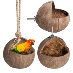 Pendurado Coconut Shell Bird House, Gaiola do pássaro do papagaio, Suprimentos do pássaro do papagaio, Esconder Abrigo do ninho, Sugar Glider - Image 4