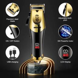 Máquina de cortar cabelo recarregável USB para homens, conjunto de três peças com cabeça de óleo e aparadores elétricos, ideais para uso doméstico - Image 5
