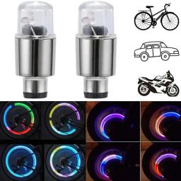 Luzes luminosas roda para motocicleta e bicicleta, tampa da válvula do pneu, LED universal, impermeável, acessórios do carro, 2PCs - Image 2