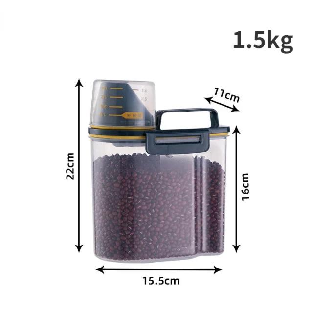 Tanque de Armazenamento de Plástico para Ração com Copo de Medição e Tampo à Prova de Umidade para Cães e Gatos