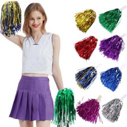 Folha metálica De Plástico Torcendo Pom Poms com Alça, Torcendo Esquadrão, Mão Flor, Fontes Do Partido, Cor Vibrante, 18Pcs - Image 1