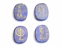 4 Peças Chakra Natural Quartzo Rosa Lapis Lazuli Aventurina Gravado Cristal Reiki Cura Equilíbrio Usui Símbolos - Image 6