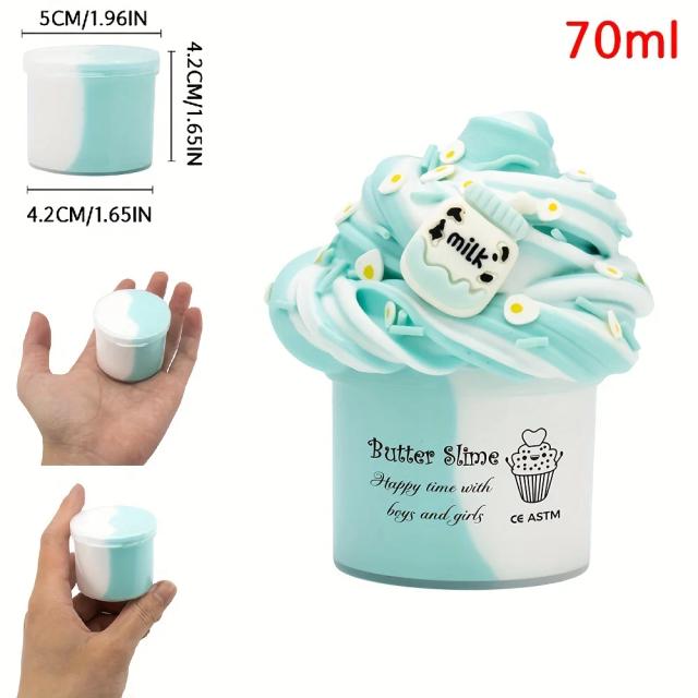 Slime Manteiga Argila Dois Tons 2.37oz Super Macia Elástica Não Pegajosa