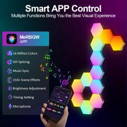 Hexagonal hexagonal luzes LED para quarto, parede painel RGB, Smart App, Modular Gaming Lights, Night Light, música Sync, favo de mel, 20, 12, 8, 3 Pack - Image 4