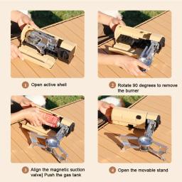 Portátil Camping Cassette Fogão, Folding Gases Queimador, Butano Fogão com Bolsa de Transporte Equipamento de ignição eletrônica ao ar livre, 2600W - Image 4