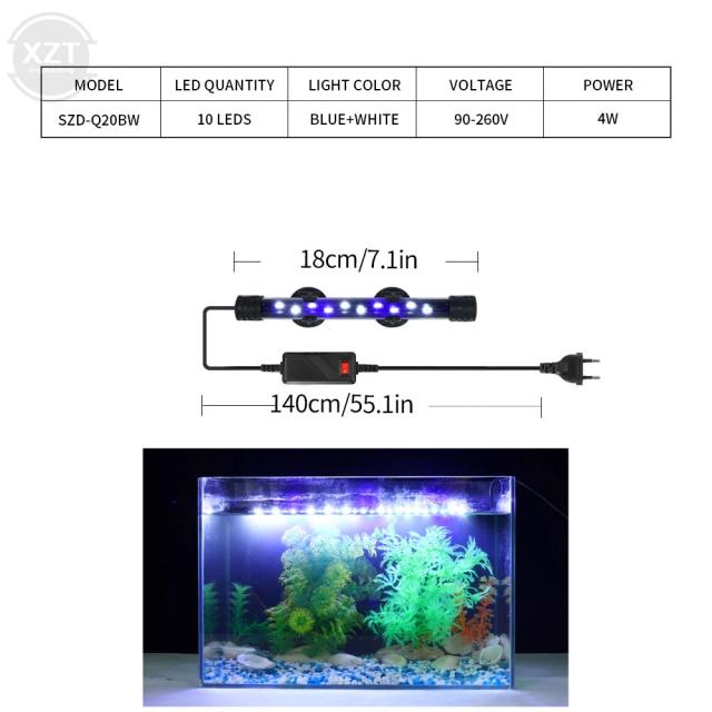 Iluminação Subaquática LED à Prova d'Água para Aquários - Lâmpada Decorativa para Tanques de Peixes e Crescimento de Plantas 18-58cm 220-240V