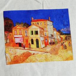 1PCS Famosa Pintura A Óleo Impresso Mão Tingido Tecido De Linho De Algodão Telas Costura DIY Patchwork Mão Bordados Quilting Sacos Tecido - Image 3