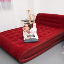 Moderno inflável cama de casal para viagens acampamento dobrável grande sofá cama para adultos crianças ao ar livre jardim mobiliário veludo couro - Image 5
