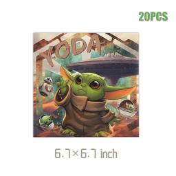 Yoda decorações de festa de aniversário incluem copo de papel prato guardanapo bolo topper toalha de mesa balão banner para crianças meninos chá de bebê - Image 5