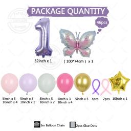 Conjunto de balão digital borboleta roxa, macaron bola de látex, menina's Birthday Party Decoration, Baby Shower, Decoração de aniversário, adulto, 46pcs - Image 4