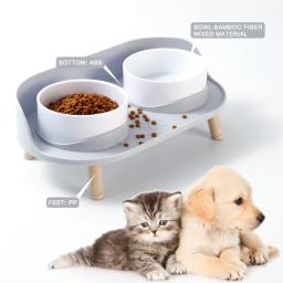 Double Bowls Pet Alimentador para gatos e cães, alimentação elevada, prato de água, tigela, altura ajustável, Kitten Supplies - Image 2