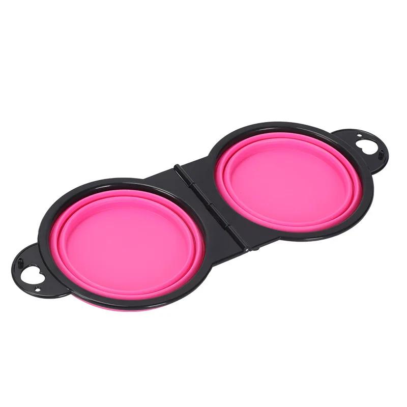 Tigela dupla dobrável 2 em 1 para animais de estimação, tigela para beber, portátil, ao ar livre, viagem, cachorro, gato, 1 pc - Image 1