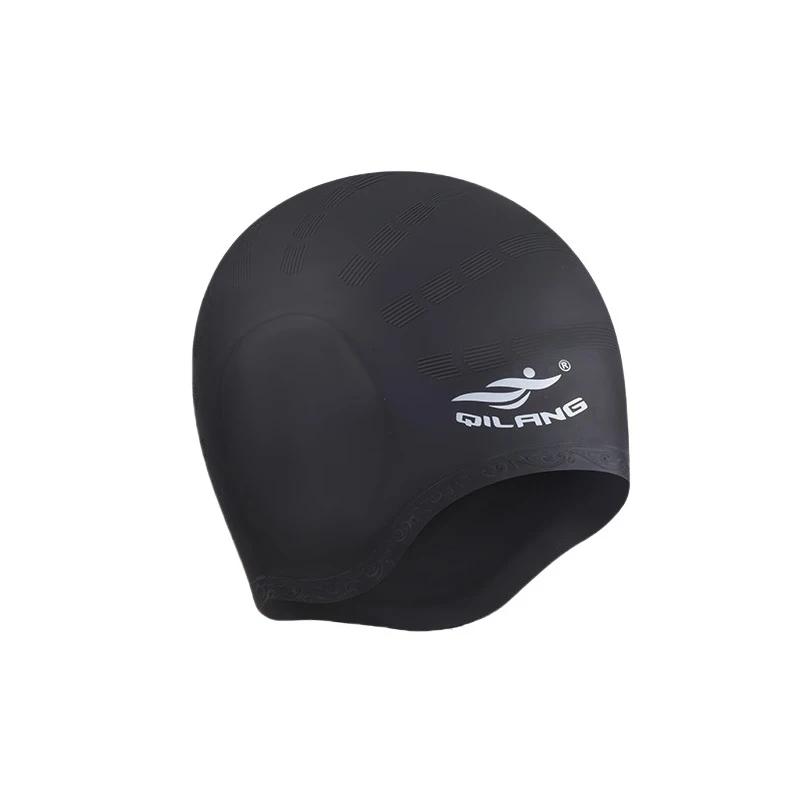 Tampão de natação de silicone impermeável para homens e mulheres, bolsos auriculares, elástico alto, protege orelhas, cabelo comprido, piscina, chapéu de esportes aquáticos - Image 1