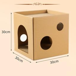 Casa de papelão destacável para gatos com coçar almofadas, arranhões de gato de camada dupla, cama lounge, papelão ondulado - Image 6