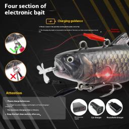 Recarregável Robotic Fish Lure, isca de hélice-motorista auto-natação, isca de LED eletrônico, novo, 90mm, 20g - Image 4