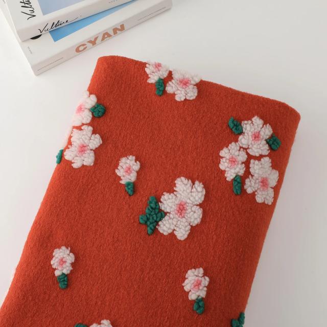Tecido Jacquard Laranja Vermelho Flor 160cm