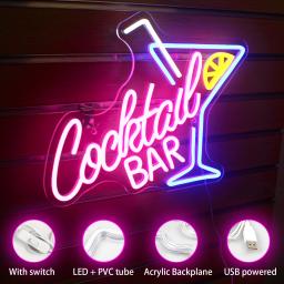 Cocktail Bar LED Neon Sign Art Luzes de parede, Beer Bar Decor, USB Powered, Luz para a festa, Pub, Night Club, Man Cave Decor - Image 3