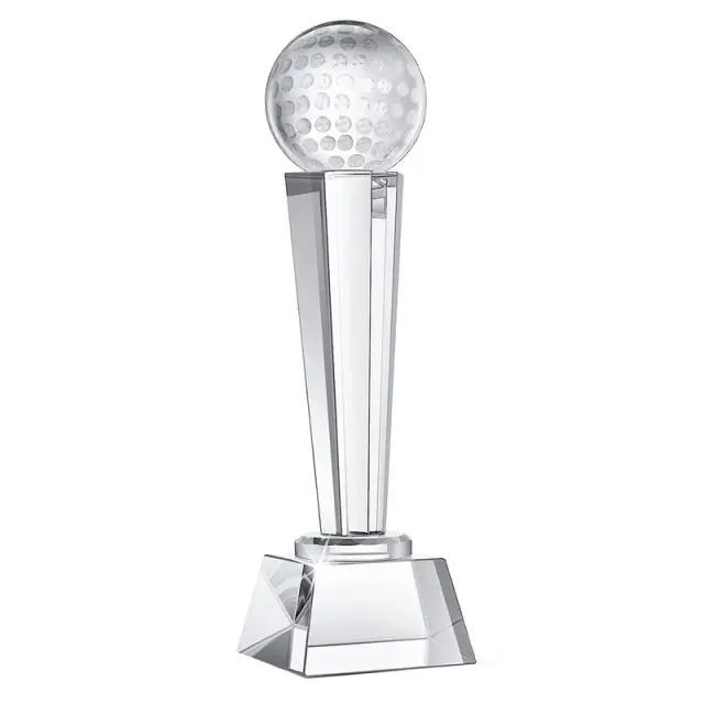 Troféu de Golfe em Vidro Cristal para Adultos e Crianças - Decoração de Mesa e Desktop para Torneios, 9x2.8"