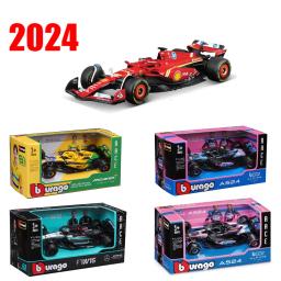 Novo 2024 bburago f1 1:43 bwt alpine a524 duas cores azul rosa liga modelo fundido # 10 # Presente de brinquedos modelo de carro de fórmula 31 - Image 1