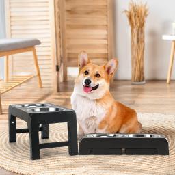 Alimentador elevado do cão com aço inoxidável duplo, suporte levantado ajustável, tigelas de comida e água para cães pequenos, médios e grandes - Image 2