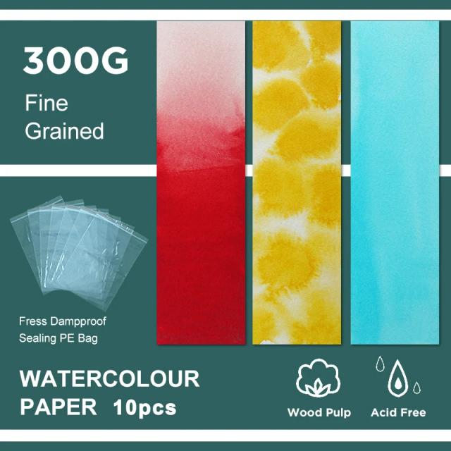 Papel Aquarela SeamiArt 300gsm 10/20pcs para Desenho em 32K e 16K - Pressionado a Quente e Frio, Ideal para Artistas