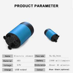 Chuveiro portátil ao ar livre para acampar, portátil, elétrico, alimentado por bateria, compacto, recarregável - Image 2