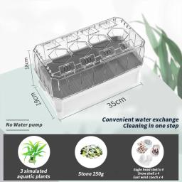Kit de habitat para tanque de tartaruga, aquário de plástico para répteis de tartaruga aquática com capa anti-fuga e drenagem para répteis, tartarugas, caranguejos - Image 2