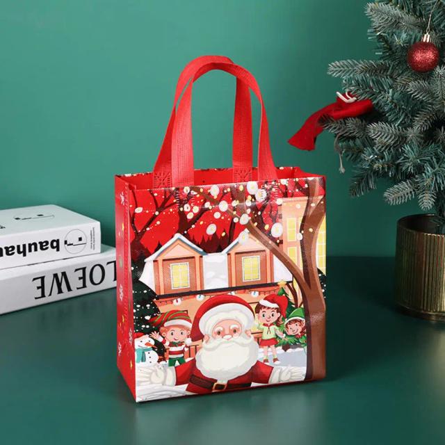 Saco Laminado Não Tecido com Design de Boneco de Neve para Presentes e Armazenamento Festivo de Natal e Inverno