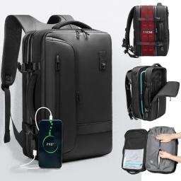 Mochila airbag expansível de grande capacidade para homens, armazenamento a vácuo, mochilas de viagem, 15.6 espaços, à prova d'água, usb, laptop, bolsa de negócios - Image 1