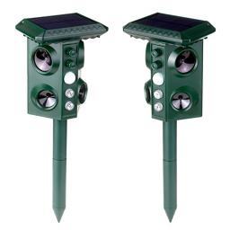 Para 1 animal de estimação repeller solar com sensor de movimento e luz intermitente ajustável freqüência à prova dwaterproof água ao ar livre eletrônico detergente - Image 6