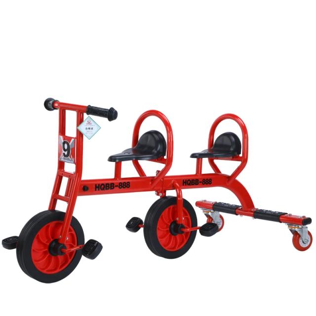 Triciclo Tandem Infantil Anti-derrapante para Quintal/Ar Livre Dupla Pessoa Scooter