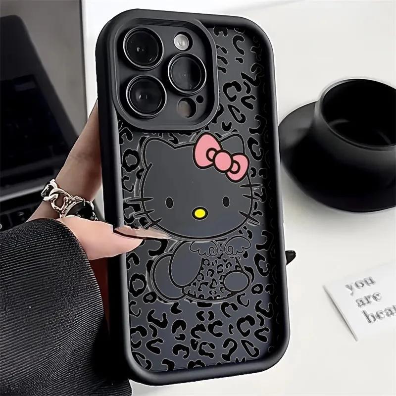 Capa de telefone Hello Kitty para iPhone, Escada Líquida para Olhos, Gato Kawaii, 15 14 13 12 11 Pro Max XS Max X XR 7 8 Plus 6S 5S - Image 1