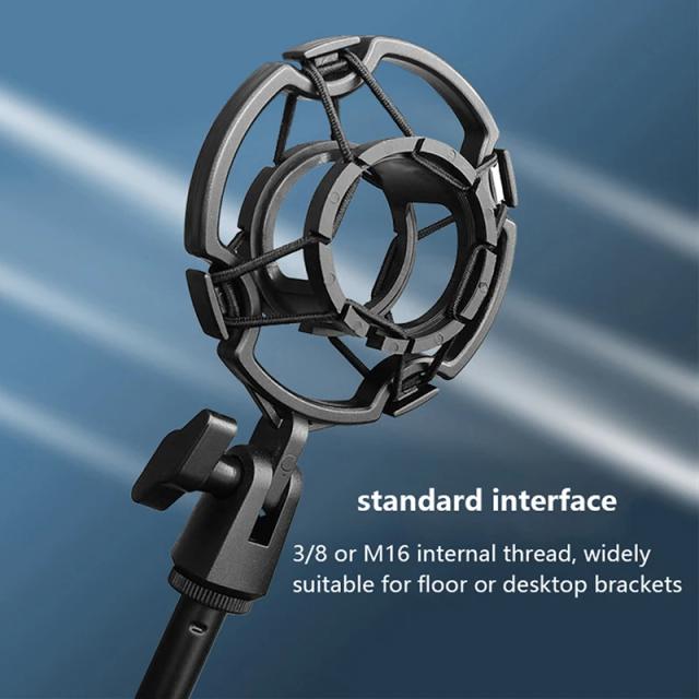 Microfone Condensador Universal Profissional com Suporte Antivibração e Clipe Grande para Estúdio de Gravação Preto