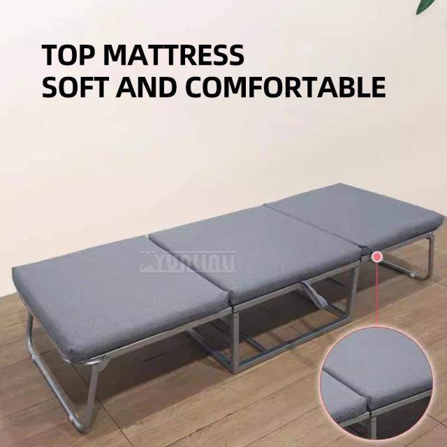 Cama Dobrável Portátil Tri-Fold Cinza para Sesta no Escritório e em Casa - Sem Instalação Necessária