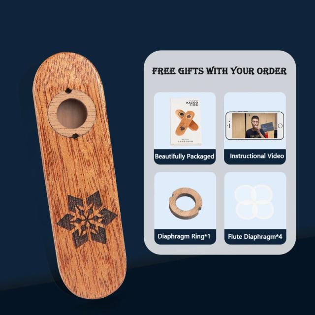 Kazoo Floresta de Mogno: Flauta Portátil de Madeira Ideal para Iniciantes em Música e Presentes Criativos