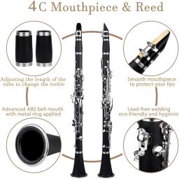 SLADE-Bb Flat Baquelite Clarinete com Estojo 17 Key Clarinete, Instrumento de Sopros, Correia de Palhetas, Pano e Toothpads, Peças e Acessórios - Image 4