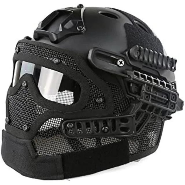 Capacete Tático Completo com Máscara Facial e Óculos para Airsoft e Paintball em Cores Sólidas