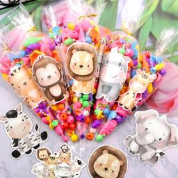 Animais selvagens Adesivos para Crianças, Doces e Caixa Pegajosa, Selva e Safari, Decoração de Festa de Feliz Aniversário, Embalagem de Bolinhos DIY, 24PCs - Image 1