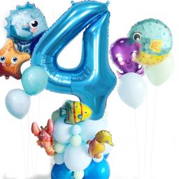 Conjunto de balões no oceano de animais marinhos para menino e menina, decorações de festa de aniversário, 1, 2, 3, 4, 5, 6, 7, 8, 43pcs - Image 5