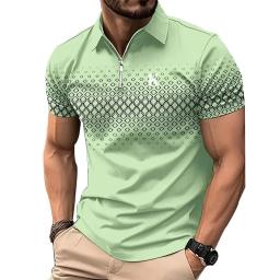 Camisa polo casual de manga curta masculina, impressão digital 3D, com zíper, moda golfe, negócio, novo, verão - Image 6